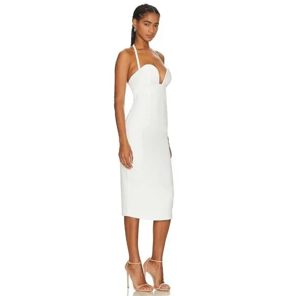 Retrofete Cheryl Dress in White New Womens Bodycon Pencil Midi - Picture 3 of 16